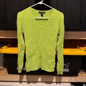 Ralph Lauren Women's Lime Green Cable Knit Sweater